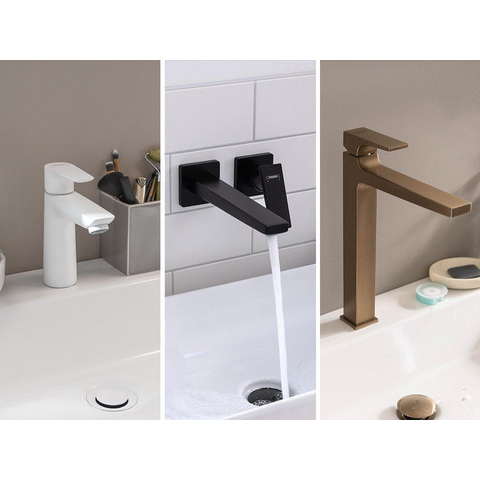 Hansgrohe Metropol 1 greeps wastafelkraan - afbouwdeel - met voorsprong 225 mm en afvoerplug - mat zwart SW358665