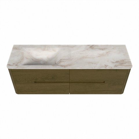 Mondiaz CIRO-DLUX Badkamermeubelset - 150x45x50cm - Solid surface wastafel Frappe - 1 wasbak Links - zonder kraangaten - 4 lades - Dusk SW1532873