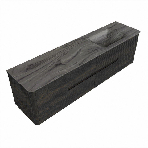 Mondiaz CIRO-DLUX Badkamermeubelset - 180x45x50cm - Solid surface wastafel Sombra - 1 wasbak Rechts - zonder kraangaten - 4 lades - Shadow SW1532800