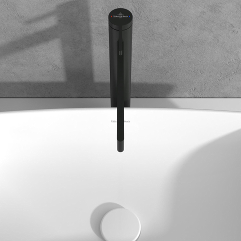 Villeroy & Boch Dawn 1 greeps wastafelkraan - zonder pop up afvoergarnituur - mat zwart SW974113