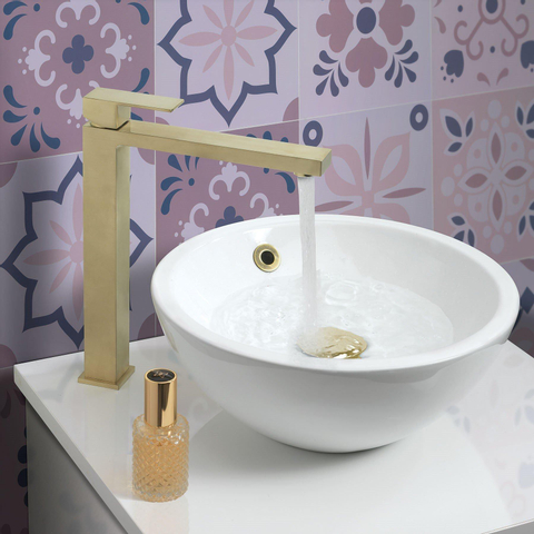 Crosswater Verge Wastafelmengkraan verhoogd - geborsteld messing (goud) SW648417