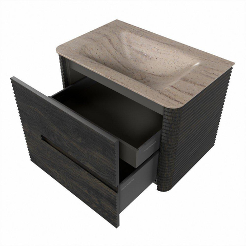 Mondiaz CIRO-DLUX Meuble de salle de bains - 70x45x50cm - lavabo solid surface Saba - 1 vasque au milieu - 1 trou de robinet - 2 tiroirs - Shadow SW1532681