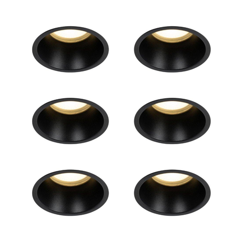 QAZQA Dept inbouwspot - set van 6 - 10.5x10.5x10.4cm - dimbaar - IP44 - mat zwart SW1209531
