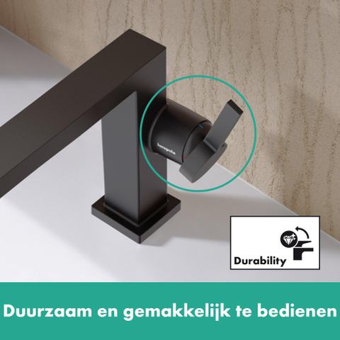 Hansgrohe Tecturis E 1 greeps wastafelkraan - 110 Fine - coolstart - zonder waste set - mat zwart SW918398