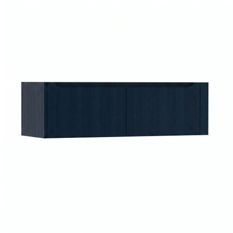 H&R Badmeubelen Juice Meuble sous-vasque - 140x45x40cm - angle droit arrondi - 2 tiroirs - poignée intégrée - blue oak SW1110279