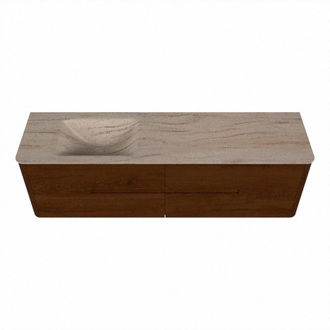 Mondiaz CIRO-DLUX Meuble de salle de bains - 170x45x50cm - Plan vasque Solid surface Saba - 1 lavabo à gauche - sans trous de robinet - 4 tiroirs - Ruby SW1531944