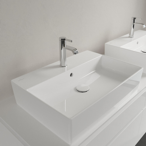 Villeroy & Boch memento 2.0 opzetwastafel - 60x42cm - met 1 kraangat - met overloop - White Alpine (glans wit) SW479753
