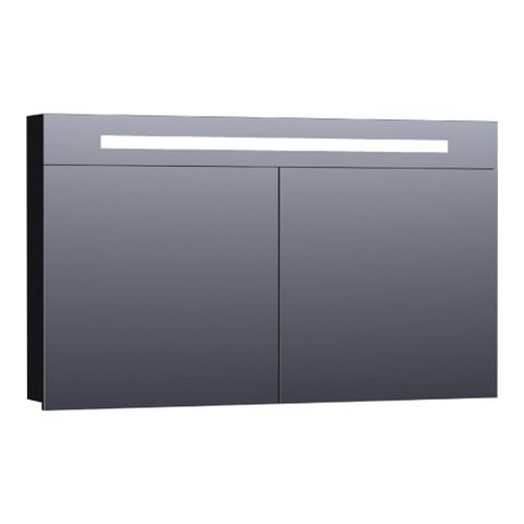 BRAUER Promise armoire de toilette - 120x70x15cm -- avec éclairage direct - 2 portes miroir unilatérales - noir mat SW371660