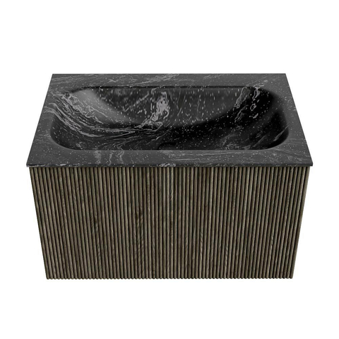 Mondiaz KURVE-DLUX Badkamermeubelset - 70x46x40cm - 1 lade - wastafel solid surface - midden - 1 kraangat - Shadow SW1414636