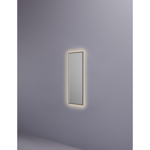Hotbath &MORE Spiegel - 30x80cm - direct en indirect LED - color changing - dimbaar - met afstandsbediening - PVD - geborsteld zwart SW1246045