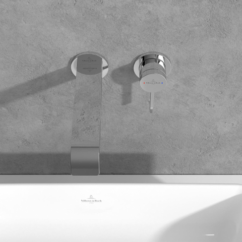 Villeroy & Boch Dawn wastafeluitloop set - zonder pop up afvoergarnituur - wandmontage afbouwdeel - hoogglans chroom SW974321