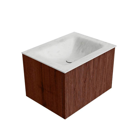 Mondiaz KURVE-DLUX Ensemble meuble de salle de bains - 60x46x40cm - 1 tiroir - lavabo solid surface - centre - sans trou de robinet - Ruby SW1415715