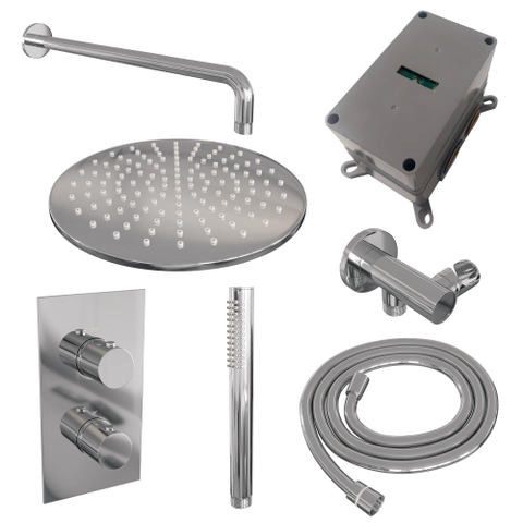 Brauer Chrome Edition Ensemble de douche pluie encastré - douche principale 30cm - corps lisse - douchette à main 1 fonction - chrome SW538354