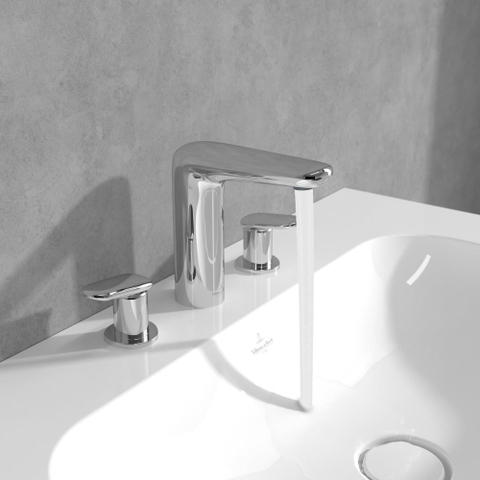 Villeroy & Boch Antao 3 gats wastafelmengkraan - met push open plug - hoogglans chroom SW974134