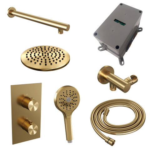 BRAUER Gold Edition ensemble de douche pluie encastré – douche de tête Ø 20 cm – bras mural droit 40 cm – avec inverseur – support fixe SW547681
