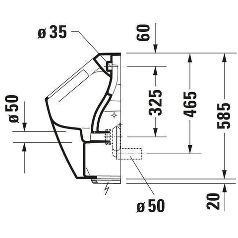 Duravit Me by starck Urinoir - spoelrandloos elektronisch - met netvoeding - zonder vlieg - 30x35cm - inclusief complete sturing en bevestiging - met wondergliss - wit SW84207
