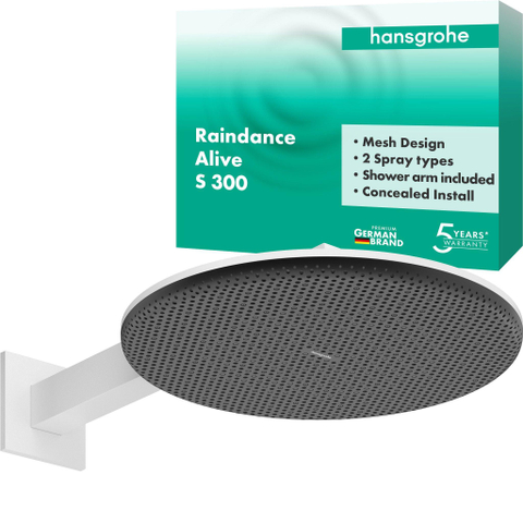 Hansgrohe Raindance alive S - hoofddouche 300 - 2jet wand - mat wit SW1388811