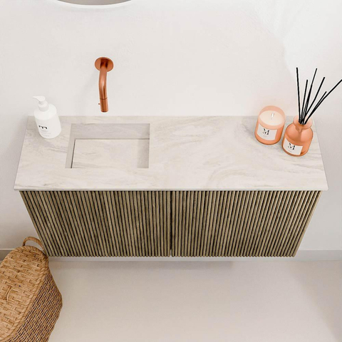Mondiaz JOYA-DLUX 80cm toiletmeubel - kleur Dusk - Wastafel FAYE positie Links Zonder kraangat kleur Ostra. SW1423407