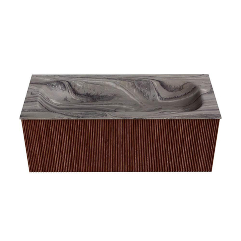 MONDIAZ KURVE-DLUX Meuble de salle de bains 110cm couleur Ruby avec 1 tiroir et 0 porte. Lavabo BIG MEDIUM Central 1 trou de robinet Sombra. SW1433964