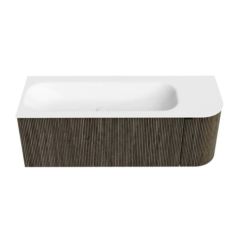 Mondiaz KURVE Badkamermeubelset - 125x46x40cm - 1 lade - 1 deur - wastafel solid surface - links - 1 kraangat - Shadow SW1414106