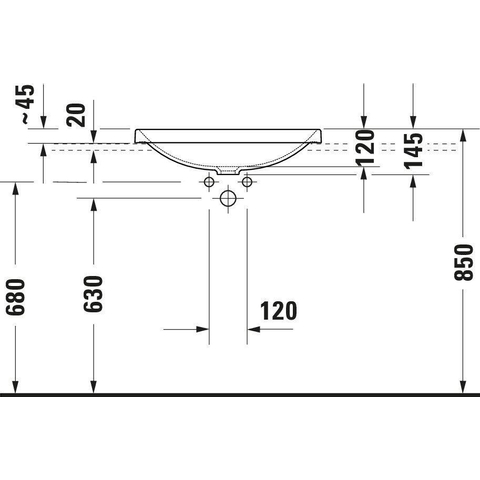 Duravit D-neo Meubelwastafel - 60x44cm - zonder kraangat - zonder overloop - wit SW640471
