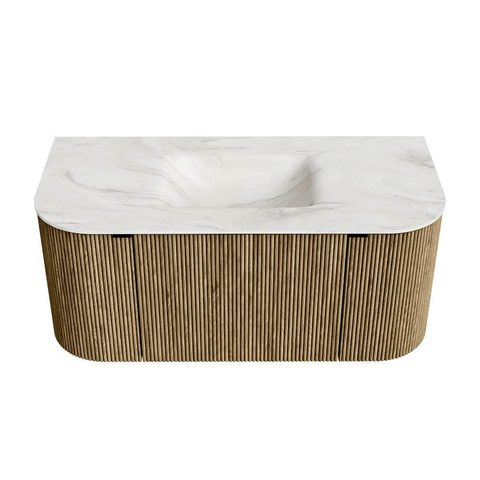 Mondiaz KURVE-DLUX Ensemble de meuble de salle de bains - 100x46x40cm - 1 tiroir - 2 portes - lavabo solid surface - centre - 1 trou de robinet - Dusk SW1414977