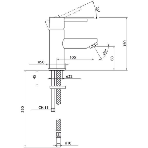 Xenz Duero Mitigeur lavabo 15cm inox SW104682