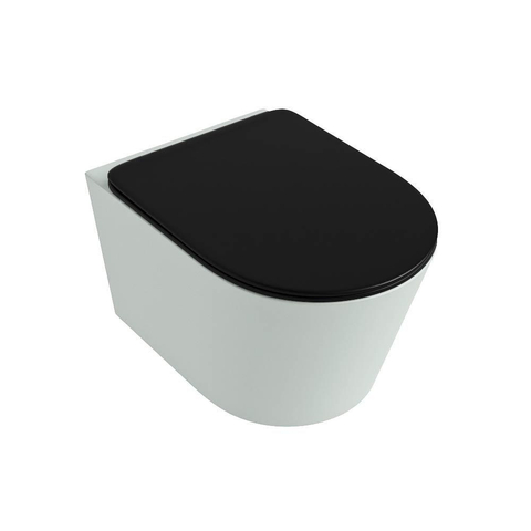 Mondiaz LAVIE WC suspendu – sans bride – 36 x 53 cm – avec abattant softclose – Greey (vert clair/gris), abattant Urban (noir) SW1208742