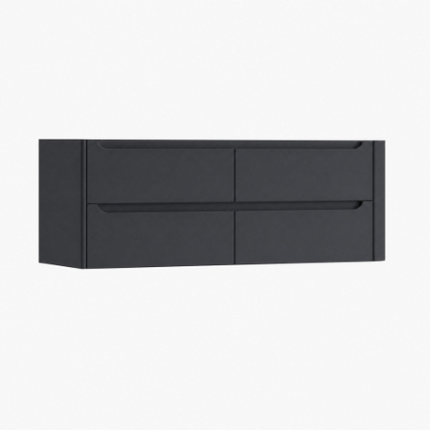 H&R Badmeubelen Juice Wastafelonderkast - 140x45x50cm - rechterhoek afgerond - 4 lades - geïntegreerde greep - Dark blue mat SW1490529