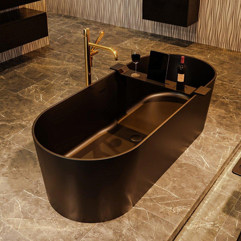 Mondiaz Noble Baignoire îlot 180x75cm Couleur Urban mat Couleur intérieure Noir SW491444