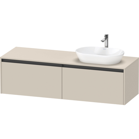 Duravit Ketho.2 Wastafelonderbouwkast - inclusief consoleplaat - met 2 laden - voor waskom rechts - 160x55x45.9cm - met handgrepen antraciet - taupe supermat SW773110