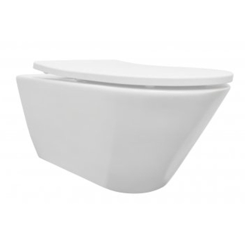 Wiesbaden Stereo hangtoilet – spoelrandloos – diepte 53 cm – met Shade slim softclose zitting – mat wit SW643235