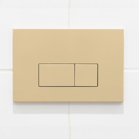 Pack WC QeramiQ Dely Swirl Compact - réservoir encastrable Geberit UP320 - avec bâti-support Burda - abattant slim - plaque de commande en plastique beige - boutons rectangulaires - blanc mat SW1595646