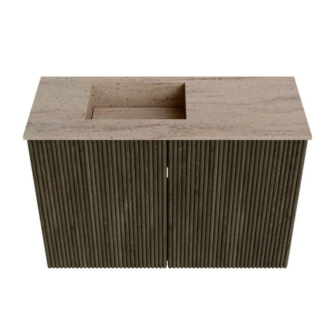 Mondiaz JOYA-DLUX 60cm toiletmeubel - kleur Shadow - Wastafel FAYE positie Links 1 kraangat kleur Saba. SW1425100