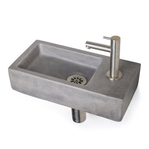 Differernz Juti set de lave-mains 38.5x18.5x9 cm avec robinet chromé mat et siphon gris béton SW84143