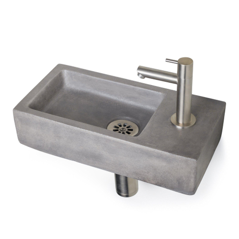 Differnz Juti pack lave-mains – 38,5 x 18,5 x 9 cm – béton gris – robinet chromé SW84143