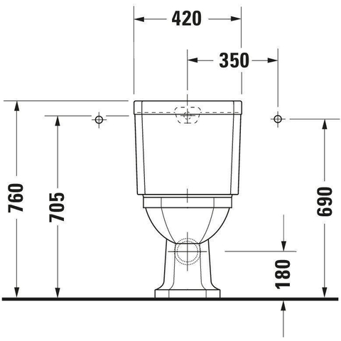 Duravit Serie 1930 toilette au sol 38x39x65cm réservoir apparent sans réservoir à chasse directe PK blanc 0293318