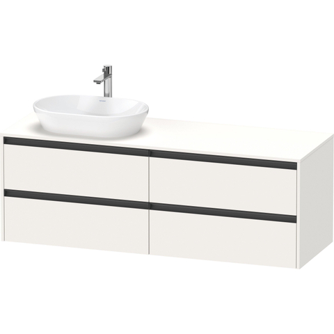 Duravit Ketho.2 Wastafelonderbouwkast - inclusief consoleplaat - met 4 laden - voor waskom links - 160x55x56.8cm - met handgrepen antraciet - wit supermat SW772724