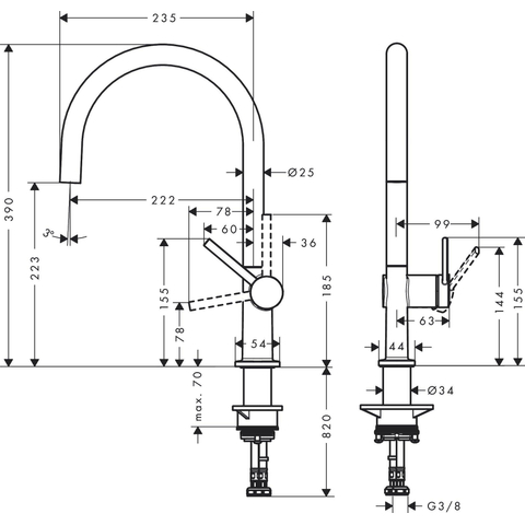 Hansgrohe Talis m54 Keukenmengkraan - 220 - 1 straalsoort - geborsteld rvs look SW528906