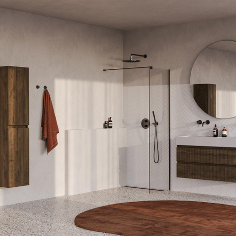 BRAUER Oblivion Douche à l'italienne - 50x200cm - revêtement verre - verre clair - PVD gunmetal brossé SW1417882