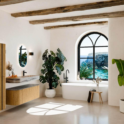 MONDIAZ THOR-DLUX 130cm badmeubel ronding links + rechts kleur Oak met 1 lade en 2 deuren. Vrijhangende wastafel CLOUD Rechts 1 kraangat kleur Sombra. SW1464045