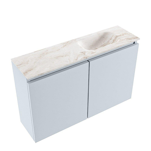 MONDIAZ TURE-DLUX 80cm meuble de toilettes Clay. EDEN lavabo Frappe position à droite. Sans trou de robinet. SW1102708
