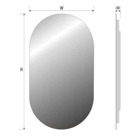 HR Badmeubelen Oval spiegel 40x100cm met indirecte verlichting rondom en touch sensor 3 standen SW523789