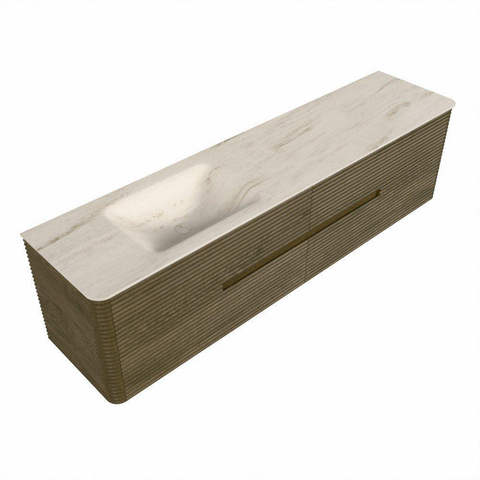 Mondiaz CIRO-DLUX Badkamermeubelset - 190x45x50cm - Solid surface wastafel Meli - 1 wasbak Links - zonder kraangaten - 4 lades - Dusk SW1533193