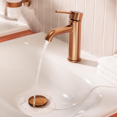GROHE Essence New Robinet de lavabo Sur pied - bec 11,6 cm - taille S - brushed warm sunset SW97484
