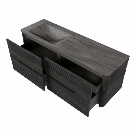 Mondiaz CIRO-DLUX Badkamermeubelset - 140x45x50cm - Solid surface wastafel Oza - 1 wasbak Links - zonder kraangaten - 4 lades - Shadow SW1532642