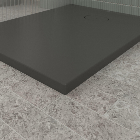 Villeroy & Boch Ecora douchebak - 100x80x3.5cm - afvoer korte zijde - anthracite (antraciet) SW1558894
