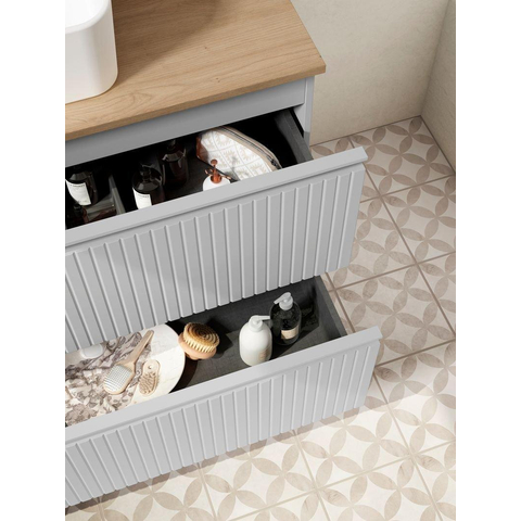 Saniclass Prime Blend Meuble sous lavabo - 120x55x45.9cm - 2 tiroirs - poignée intégrée - MDF - mat greige (gris) SW928339