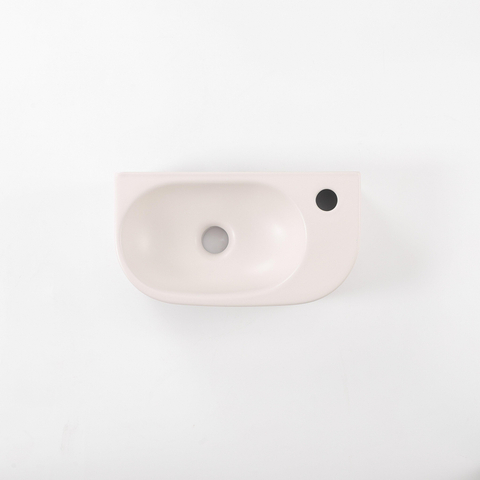 QeramiQ Pure Fontein - 40x22x12cm - glad - halfrond - kraangat rechts - keramiek - linnen SW1449884