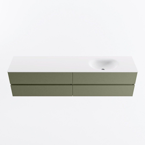 Mondiaz VICA Ensemble meuble de salle de bains - 200cm - army - 4 tiroirs - Lavabo MOON - droite - sans trou de robinet - couleur talc - Version XL 60cm de haut SW1189229